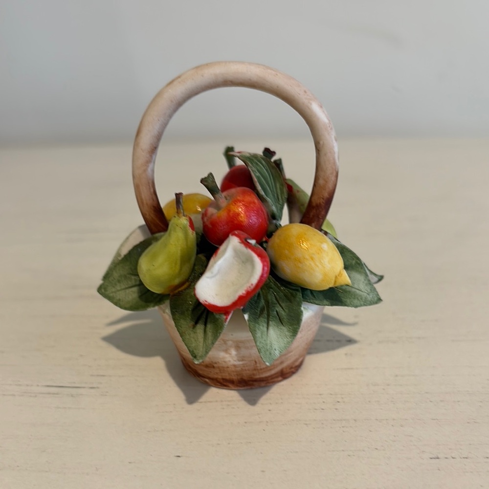 Capodimonte Decorative Charming Fruit Basket Figurine